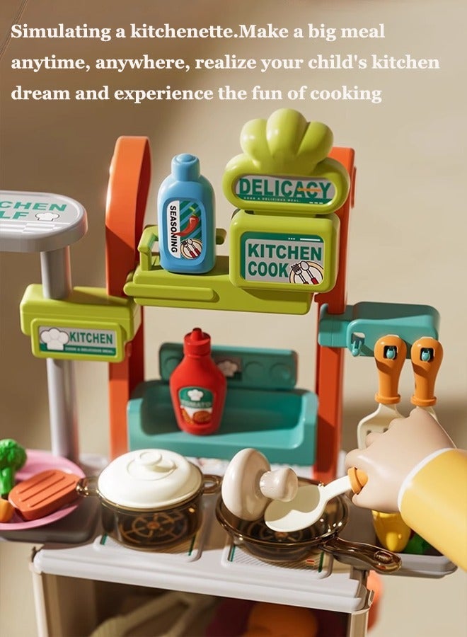 aoduoyaya 42PCS Children's kitchen toy sets, Simulated kitchen toys, Simulated cooking toys, DIY kitchen stove, Children's shopping cart toys, There are realistic lights and sounds, Scenario simulation - Image 5